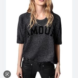Zadig and Voltaire Portland Amour oversized T-shirt black glitter